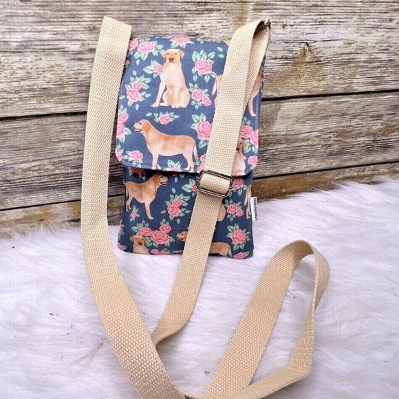 Jtaylorcrafts Floral Roses Dog Print Small Cotton Purse Shoulder Bag Crossbody - Picture 12 of 12